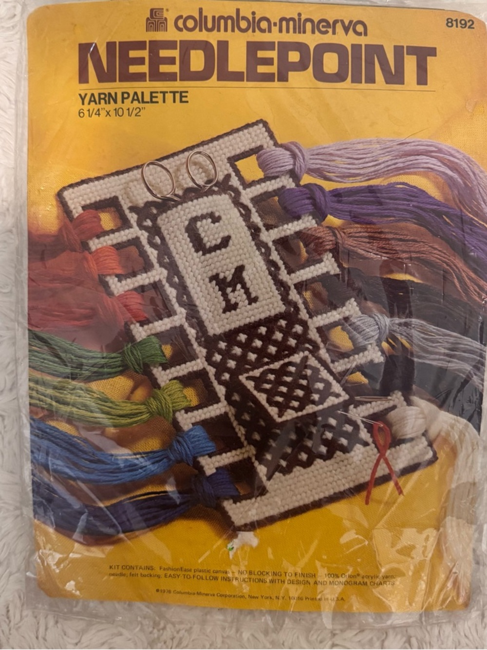 Vintage 1976 Columbia Minerva Needlepoint Kit Yarn Organizer grandmillenial DIY